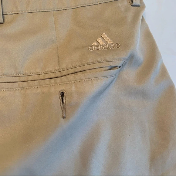 Mens adidas tan golfing shorts size 38 with custom  logo - Picture 3 of 9